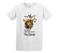 Basic diary Alfred Hitchcock The Birds Poster Retro Vintage Hipster 1246 Casual Round Neck T Shirt White M