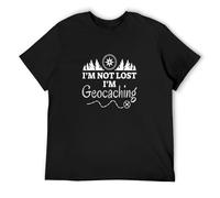 Basic diary Geocache I'm Not Lost I'm Geocaching Vintage T Shirt Short Sleeve Funny Top Black M