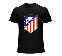 Basic diary Men's Atletico Madrid Customized Cool O Neck Vintage T Shirt Short Sleeve Funny Top Black XL