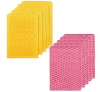 Basic Dish Wash Net (10Pcs) - All Purpose, Non-Scratch, Heavy Duty Dish Scrubbers for Cleaning Dishes, Pots and Pans Color Pink (Pink & Yellow 10 Pcs)