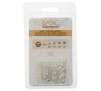 Basic Elements Crimp Tube Beads, 4 Size Variety Pack, 600 Pieces, Silver Plated