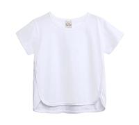 Basic Essential Kids T Shirt Short Sleeve Crew Neck Toddler Tee Casual Baby Clothes Comfortable Top Children Clothing Summer Soft Breathable Classic Plain Versatile White, Age 1-2 Years