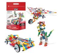 Basic Fun K'NEX Deluxe Building Set - 408 Piece STEM Kit with 80 Model Ideas & Storage Bag - Educational Construction Toy for Kids Aged 7+