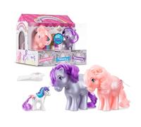 Basic Fun My Little Pony | 40th Anniversary Collector Pack - Pearlized Blossom, Cotton Candy & Mini Glory |Toy Gift Set, Retro Horse Toys for Girls and Boys, Ages 4 35339, Grey