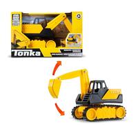 Basic Fun Tonka Mini Steel Classics Excavator - Steel Construction, Movable Grapple Bucket, Rolling Treads, Classic Yellow Design - Perfect for Kids 3+