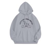 basic hoodie Loose Hoodie Let's Get This Bread Autumn And Winter New Korean Version With Hat And Velvet Top Hoodie cute sweatshirts for women (Grey, M)