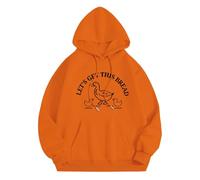 basic hoodie Loose Hoodie Let's Get This Bread Autumn And Winter New Korean Version With Hat And Velvet Top Hoodie cute sweatshirts for women (Orange, L)
