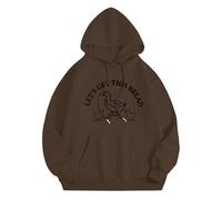 basic hoodie Loose Hoodie Let's Get This Bread Autumn And Winter New Korean Version With Hat And Velvet Top Hoodie cute sweatshirts for women (Brown, S)