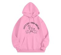 basic hoodie Loose Hoodie Let's Get This Bread Autumn And Winter New Korean Version With Hat And Velvet Top Hoodie cute sweatshirts for women (Pink, L)