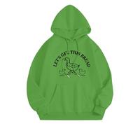 basic hoodie Loose Hoodie Let's Get This Bread Autumn And Winter New Korean Version With Hat And Velvet Top Hoodie cute sweatshirts for women (Green, S)