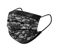 BASIC HOUSE 3 Layer Face Masks | PACK of 50PCS /100 PCS | Comfortable, Protective and Suitable For Sensitive Skin Black Lace Disposable Face Masks FB09# (100 PCS)