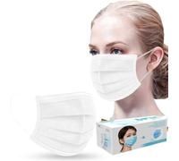 BASIC HOUSE FACE MASK - 3PLY - DISPOSABLE Nose & Mouth Cover with 3-Layer Material, Elastic Ear Loops & Comfortable Universal Design for Adults & Kids Color White (50 PCS)