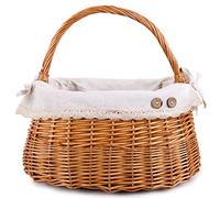 Basic House Ltd Handbag Shaped High Handle Wicker Shopping Baskets collection Gift Hamper Fabric Lining (1 pc)