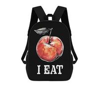 Basic Knapsack I Eat Peach School Bag Resistant School Rucksack for Camping, Hiking, Work, 42X32X14Cm