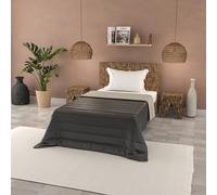 BASIC Line Summer Quilt Made in Italy Printed Soft Microfibre Bedspread - Spring Summer Mid-Season Quilt Solid Colour - Single 160 x 240 cm, Dark Grey/Light Grey