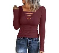 Basic Long Sleeve Shirt Women's Black Crop Tops Women's Black Long Sleeve Top Tight Stretch T-Shirt V-Neck Long Sleeves Shirt Y2K Sexy Stockholm Style Clothes Solid Classic Streetwear