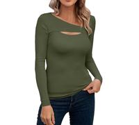 Basic Long Sleeve Shirt Women's Skims, Crop Tops Women's Long Sleeve Sports Tops Tight Stretch Tee Shirts Long Sleeve V-Neck Blouses Elegant Y2K Base Shirt Plain Basic Streetwear Casual