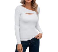 Basic Long Sleeve Shirt Women's Skims, Crop Tops Women's Long Sleeve Sports Tops Tight Stretch Tee Shirts Long Sleeve V-Neck Blouses Elegant Y2K Base Shirt Plain Basic Streetwear Casual