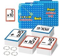 Basic Mathematics Flashcards with Multiplication Division Addition and Subtraction, Silicone Mathematics Cards for Children, 1 x 1 Flash Cards with Perforation Metal Rings