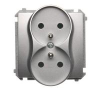 BASIC Matt Silver Module 2x Outlet with Earth/Neutral Connection