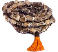 Basic Natural Rough Tulsi Mala with Gomukhi Japa Bag ~ BASIL PRAYER BEADS Japa Mala Tulsi Japa Large Beads for Chanting Hand Knotted KARMA Necklace Hindu Tibetan Buddhist Rosary BLESSED ENERGIZED