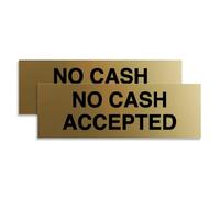 Basic No Cash Accepted Sign (Brushed Gold) - Large 2 Pack