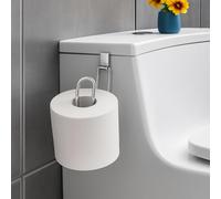 Basic Over the Tank Toilet Paper Holder - Chrome - Space Saving Hanging Toilet Roll Storage for Cistern or Cupboard Door - No Drill Bathroom Accessory for Small Spaces, Motorhomes, Rentals