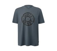 Basic Round Neck T-Shirt with Artistic Pattern Printed Logo QS Bleu S