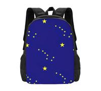 Basic Rucksack Alaska State Flag Print School Bag Casual Travel Bags for Hiking, Work, Travel, 42X32X14Cm