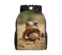 Basic School Backpack Frog Lying On The Ground Sports Bag Large Capacity Book Bags for Travel, Camping, Hiking, 42X32X14Cm