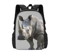 Basic School Rucksack Animal Rhino Print Schools Backpack Adjustable Straps Rucksack for Work, Hiking, Travel, 42X32X14Cm