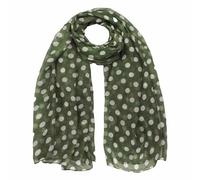 Basic Sense 10mm Polka Dot, Large Viscose Scarf, Green/White Dot