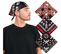 Basic Sense 3 PCS Gothic Skull 100% Cotton Bandana, Combo A