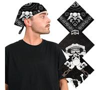 Basic Sense 3 PCS Gothic Skull 100% Cotton Bandana, Combo B