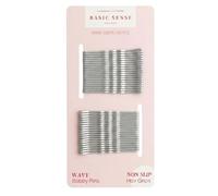 Basic Sense 30 Silver Bobby Pins for Women, Strong Non Slip Wavy Hair Grips, 48mm Metal Kirby Grips Hair Pins for Buns Braids and Wedding Updos