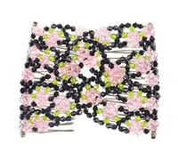 Basic Sense Baby Pink Blossom Magic Combs, Hair Slides for Women | Open five-petal blossoms with lime accents in Baby Pink, on a 10cm (4in) stretchy double comb