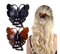 Basic Sense Butterfly French Hair Clamp Claw Clips Strong Hold Plastic grip for Women, A Set of 2pcs, Black & Tortoise Set