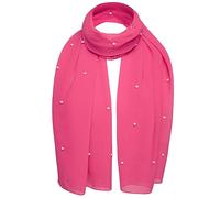 Basic Sense Chiffon Pearl Scarf Luxurious Head Wrap Hijab (Fuchsia)