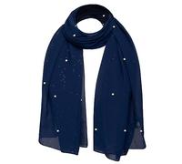 Basic Sense Chiffon Scarf for Women, Pearl Embellished Head Wrap | Hijab and Evening Cover Up, 51 x 161 cm Lightweight Fabric for Weddings, Parties and Everyday, Hand Wash