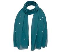 Basic Sense Chiffon Scarf for Women, Pearl Embellished Head Wrap | Hijab and Evening Cover Up, 51 x 161 cm Lightweight Fabric for Weddings, Parties and Everyday, Hand Wash