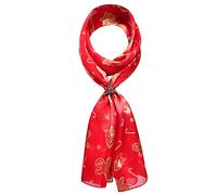 Basic Sense Christmas Gingerbread Man Print Scarf & Scarf Holder, 29 - Red