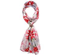 Basic Sense Christmas Poinsettia Flower Print Scarf & Scarf Holder, 28 - Grey