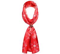 Basic Sense Christmas Snowflake Print Satin Neck Scarf & Scarf Holder, 26 - Red