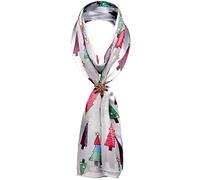 Basic Sense Christmas Tree Print Satin Scarf & Scarf holder, 27 - Grey