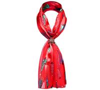 Basic Sense Christmas Tree Print Satin Scarf & Scarf holder, 27 - Red