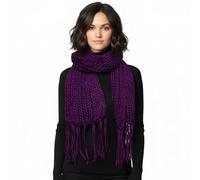 Basic Sense Chunky Knit Winter Warm Scarf for Women | Ladies Thick Cable Knitted Accessory, Purple