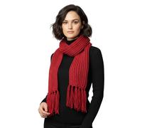 Basic Sense Chunky Knit Winter Warm Scarf for Women | Ladies Thick Cable Knitted Accessory, Red