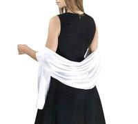 Basic Sense Classic Plain Solid Satin Silk Feeling Scarf, 71 x 27.5 inches (180 X 70 cm), White