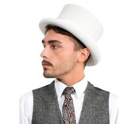 Basic Sense Classic Traditional English Men Formal Wool Felt Top Hat Fancy Dress Formal Wedding Party Coachmen 58-59cm, Cream-L