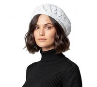 Basic Sense Cotton Crochet Beret for Women - Lightweight Slouchy Beanie for Hair Loss, Thinning & Scalp Sensitivity - Breathable Open Knit French Style Summer Hat, Leaf White